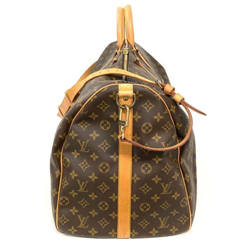 LOUIS VUITTON Authentic Brown Monogram Leather Keepall 60 Boston Bag - Picture 2 of 9